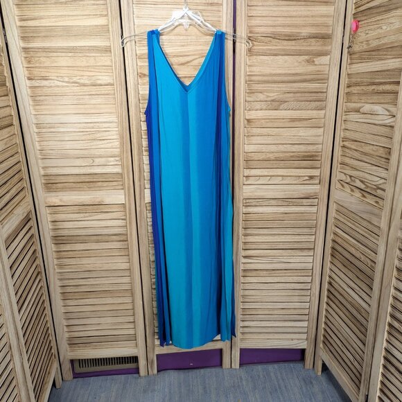 Dera Lauren Blue and Teal Button-Up Blouse and Dress Set Size 1X - Picture 13 of 15